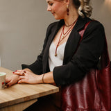 Ketting Burgundy Suède Cord Flower