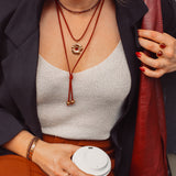 Ketting Burgundy Suède Cord Flower