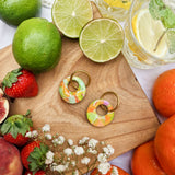 Oorbellen Watercolor Green Round | Double Sided