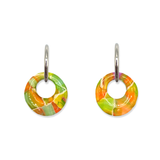 Oorbellen Watercolor Green Round | Double Sided