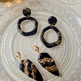 Oorbellen Charcoal Black Geode Drop