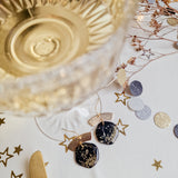 Oorbellen Charcoal Black Golden Glitters Round