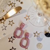 Oorbellen Pink Shimmer Round