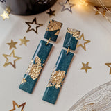 Oorbellen Emerald Tree Green Golden Rectangle