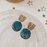 Oorbellen Emerald Tree Green Golden Glitters