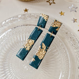 Oorbellen Emerald Tree Green Golden Rectangle