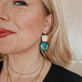 Oorbellen Emerald Tree Green Golden Glitters