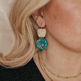 Oorbellen Emerald Tree Green Golden Glitters