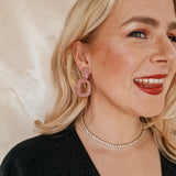 Oorbellen Pink Shimmer Round