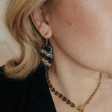 Oorbellen Charcoal Black Geode Drop