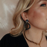 Oorbellen Charcoal Black Golden Glitters