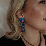 Oorbellen Charcoal Black Galaxy Squares