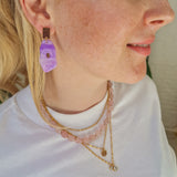 Oorbellen Lila Organic Stone