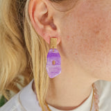 Oorbellen Lila Organic Stone