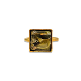 Ring Olive Green Stone Square