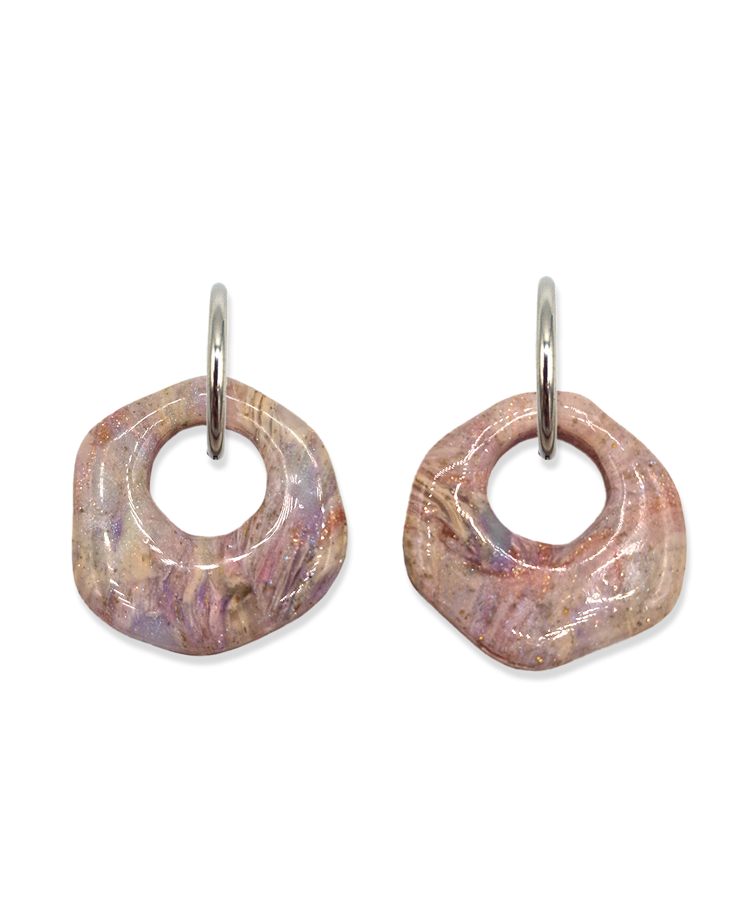 Oorbellen Soft Pink Marble Organic - Double sided