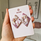 Oorbellen Wine White Shield Studs