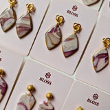 Oorbellen Wine White Gold Twist Leafs