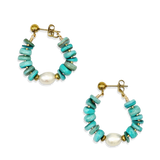 Oorbellen Summer Heat Turquoise Pearl Hoop