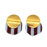 Oorbellen Oval Burgundy & Blue Stripes Disc Studs