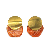 Oorbellen Oval Carnelian Disc Studs