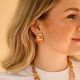 Oorbellen Oval Carnelian Disc Studs