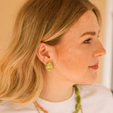 Oorbellen Green Studs Oval