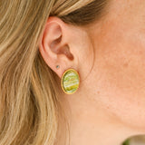 Oorbellen Green Studs Oval