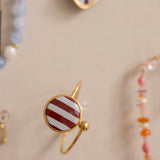 Armband Cuff Burgundy & Light Blue Stripes