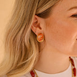 Oorbellen Oval Carnelian Studs