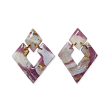 Oorbellen Wine White Shield Studs