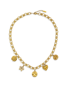 Gouden Coquette ketting met vijf vaste bedels