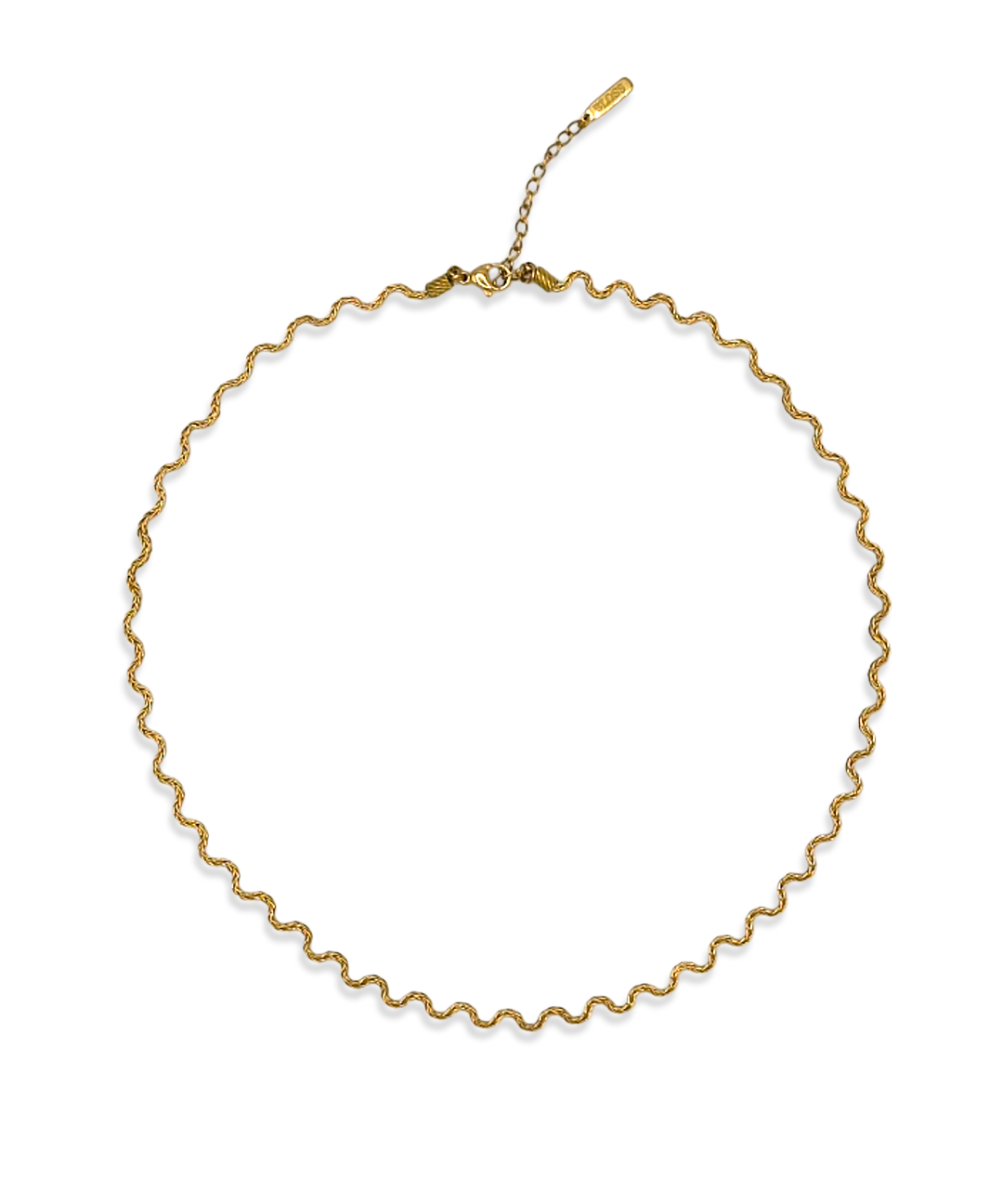 Gouden Odine Ketting met golvende vorm en verlengketting