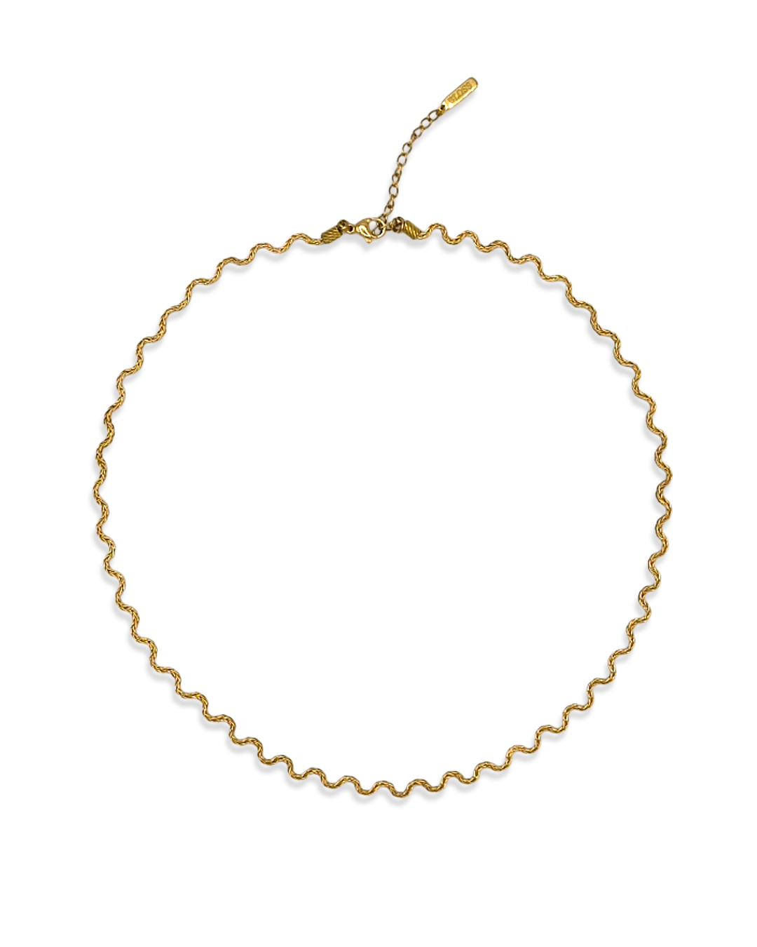 Gouden Odine Ketting met golvende vorm en verlengketting